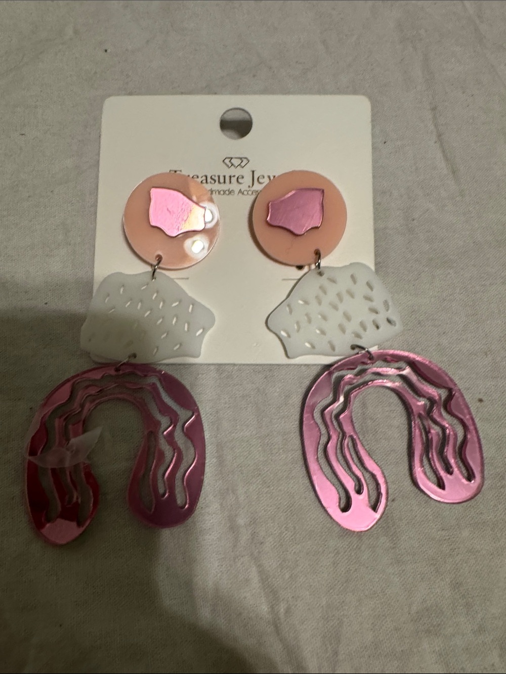 Pink Dangle Statement Earrings